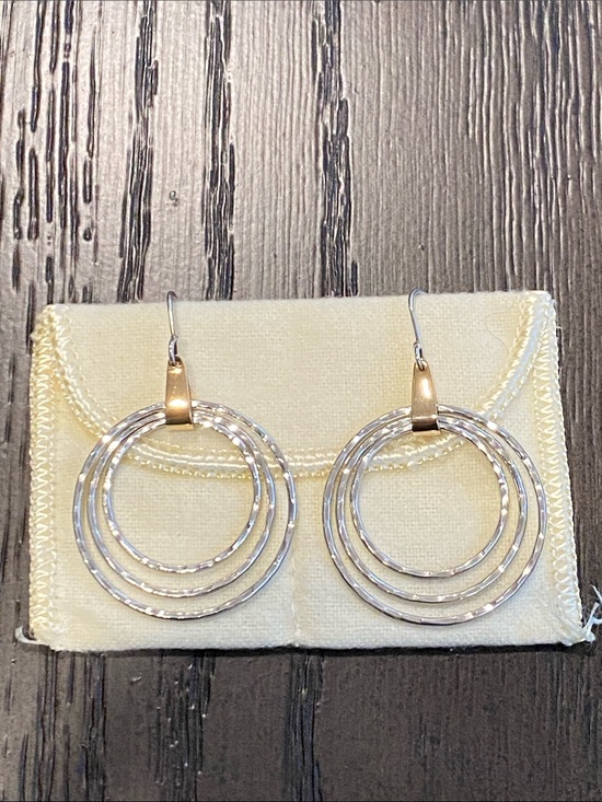James Avery Jewelry - JAMES AVERY-Retired-Gold & Sterling Silver 3-Hammerd Triple Circle Earrings